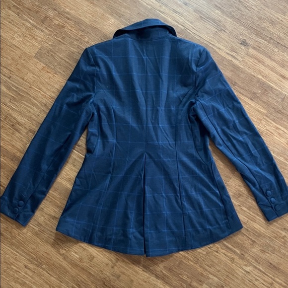 CABI Sunset Kiss Navy Windowpane Ponte Blazer Sz 8 - Picture 8 of 9